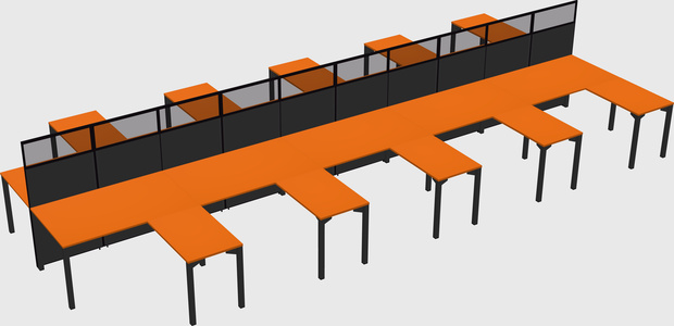 Shared l-shape cubicle