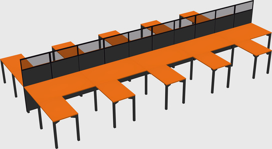 Shared l-shape cubicle