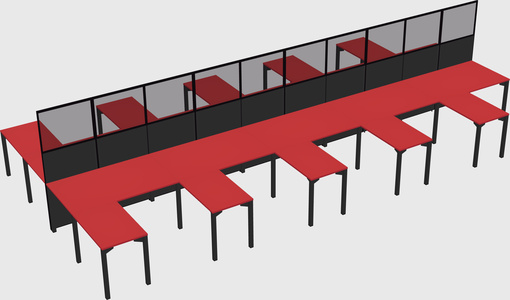 Shared l-shape cubicle