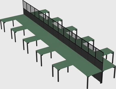 Shared l-shape cubicle