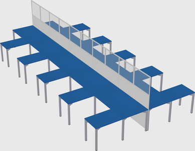 Shared l-shape cubicle