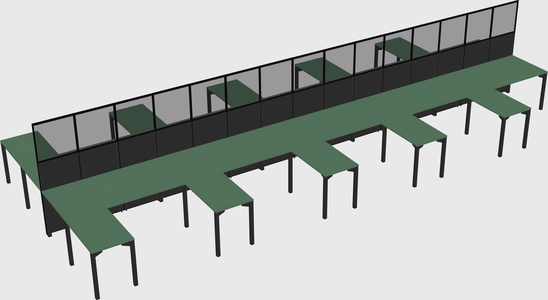 Shared l-shape cubicle