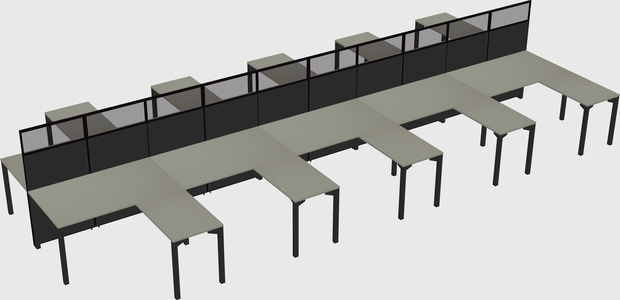 Shared l-shape cubicle