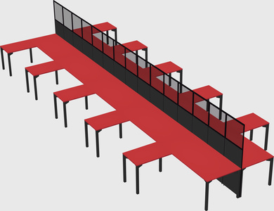Shared l-shape cubicle