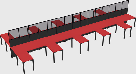 Shared l-shape cubicle