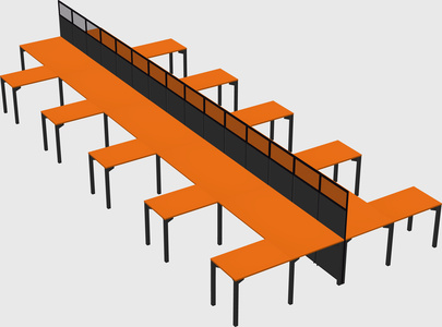 Shared l-shape cubicle