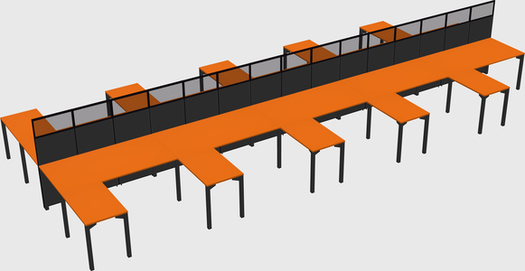 Shared l-shape cubicle