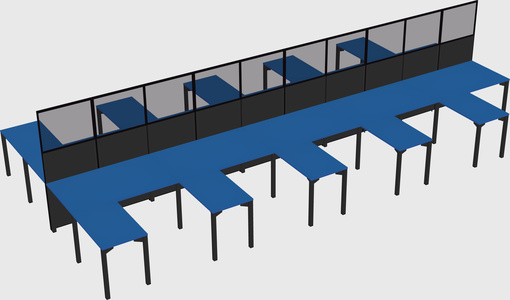 Shared l-shape cubicle