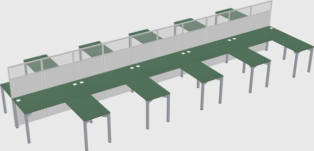 Shared l-shape cubicle