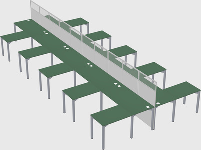Shared l-shape cubicle