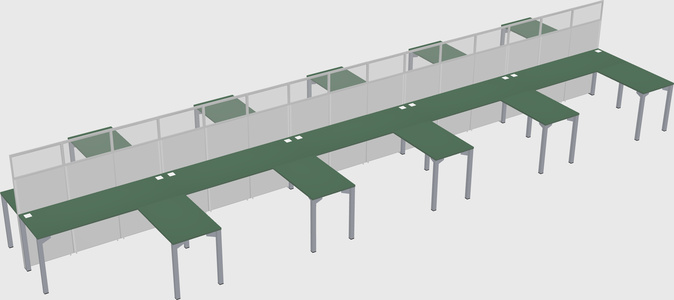 Shared l-shape cubicle