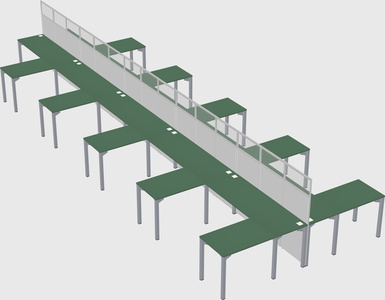 Shared l-shape cubicle