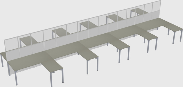 Shared l-shape cubicle