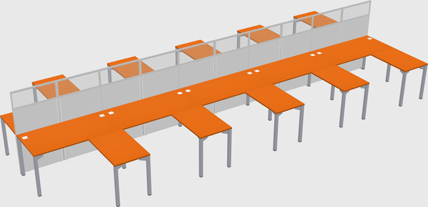 Shared l-shape cubicle