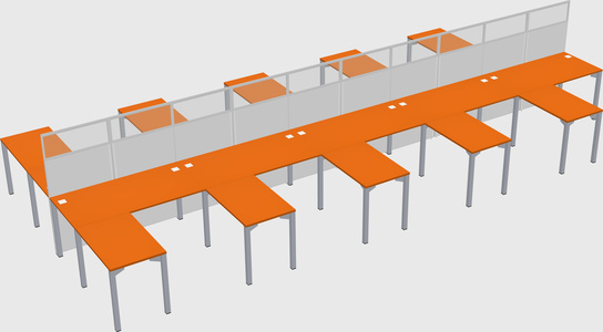 Shared l-shape cubicle