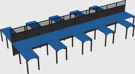 Shared l-shape cubicle