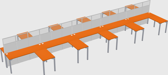 Shared l-shape cubicle