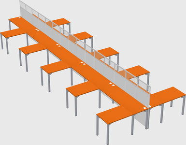 Shared l-shape cubicle