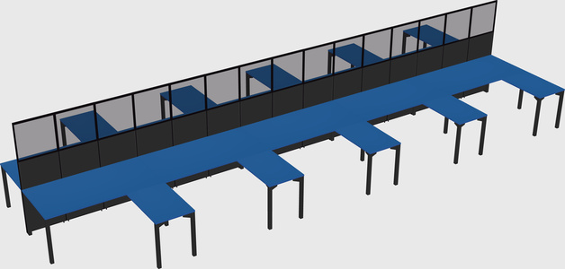 Shared l-shape cubicle