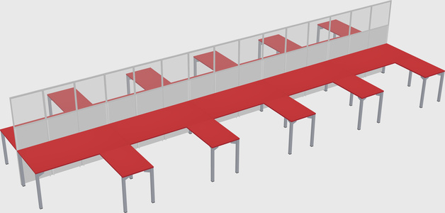 Shared l-shape cubicle