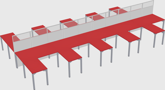 Shared l-shape cubicle