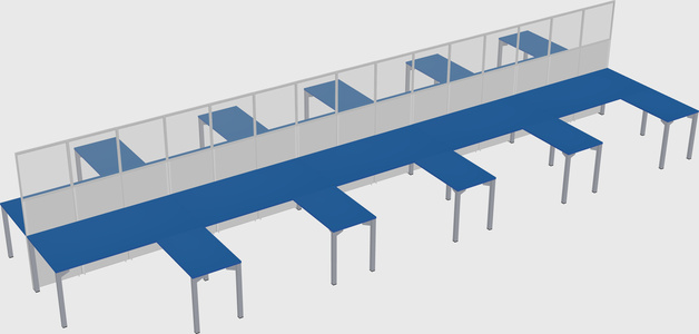 Shared l-shape cubicle