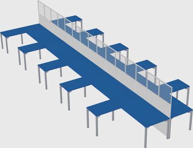 Shared l-shape cubicle