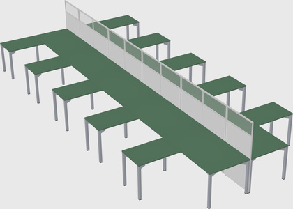 Shared l-shape cubicle