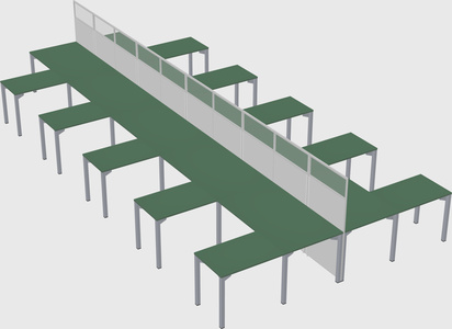 Shared l-shape cubicle