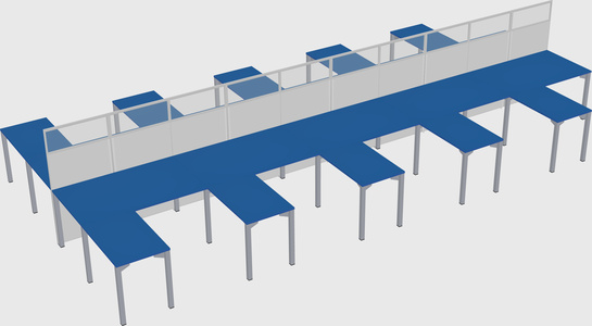 Shared l-shape cubicle