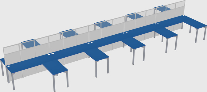 Shared l-shape cubicle