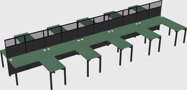 Shared l-shape cubicle