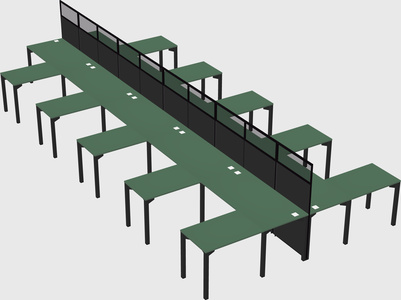 Shared l-shape cubicle