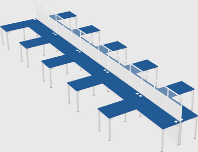 Shared l-shape cubicle