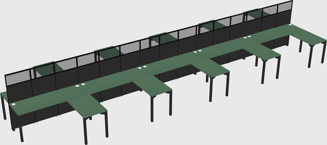 Shared l-shape cubicle