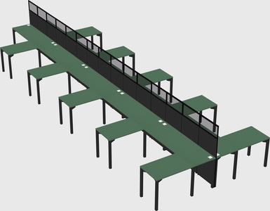 Shared l-shape cubicle
