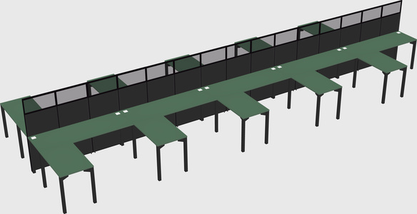 Shared l-shape cubicle