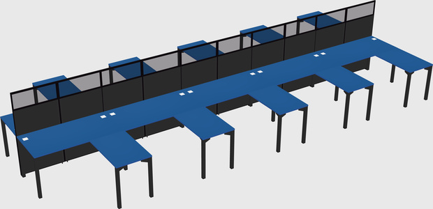 Shared l-shape cubicle