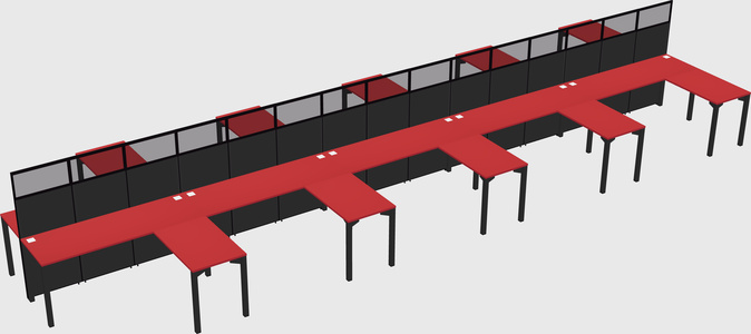 Shared l-shape cubicle