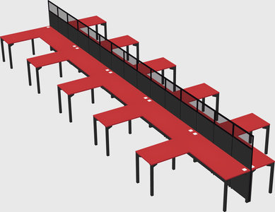 Shared l-shape cubicle