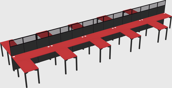 Shared l-shape cubicle