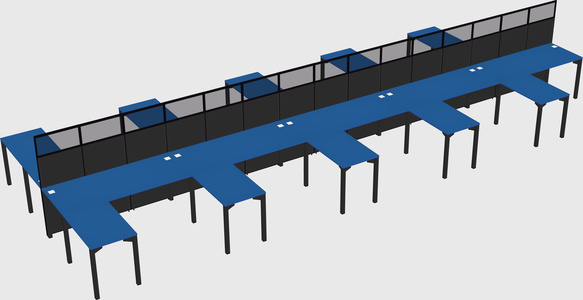 Shared l-shape cubicle