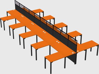 Shared l-shape cubicle