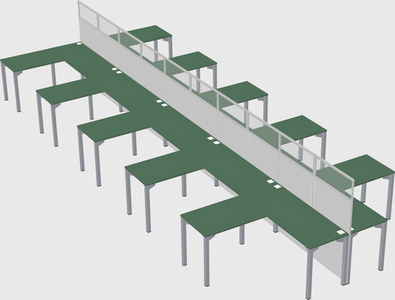Shared l-shape cubicle