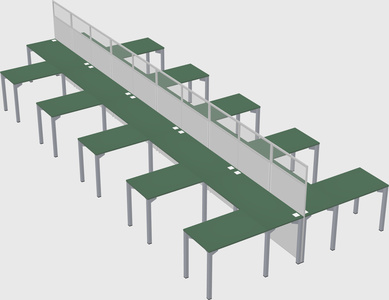 Shared l-shape cubicle