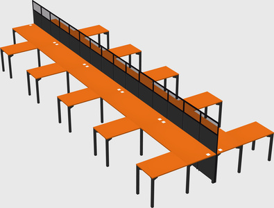 Shared l-shape cubicle