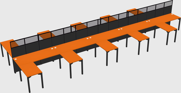 Shared l-shape cubicle