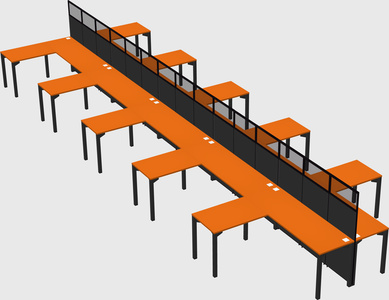 Shared l-shape cubicle
