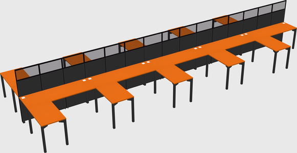 Shared l-shape cubicle