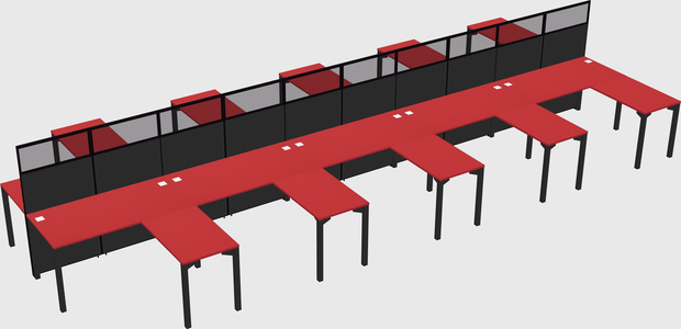 Shared l-shape cubicle